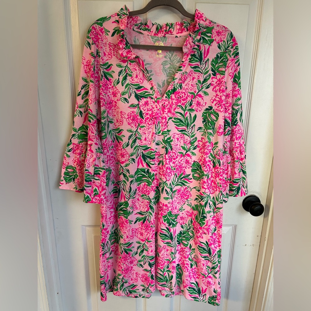 Lilly Pulitzer Hayes Dress Conch Shell Pink Koala La La Women’s Size XL - Picture 2 of 11